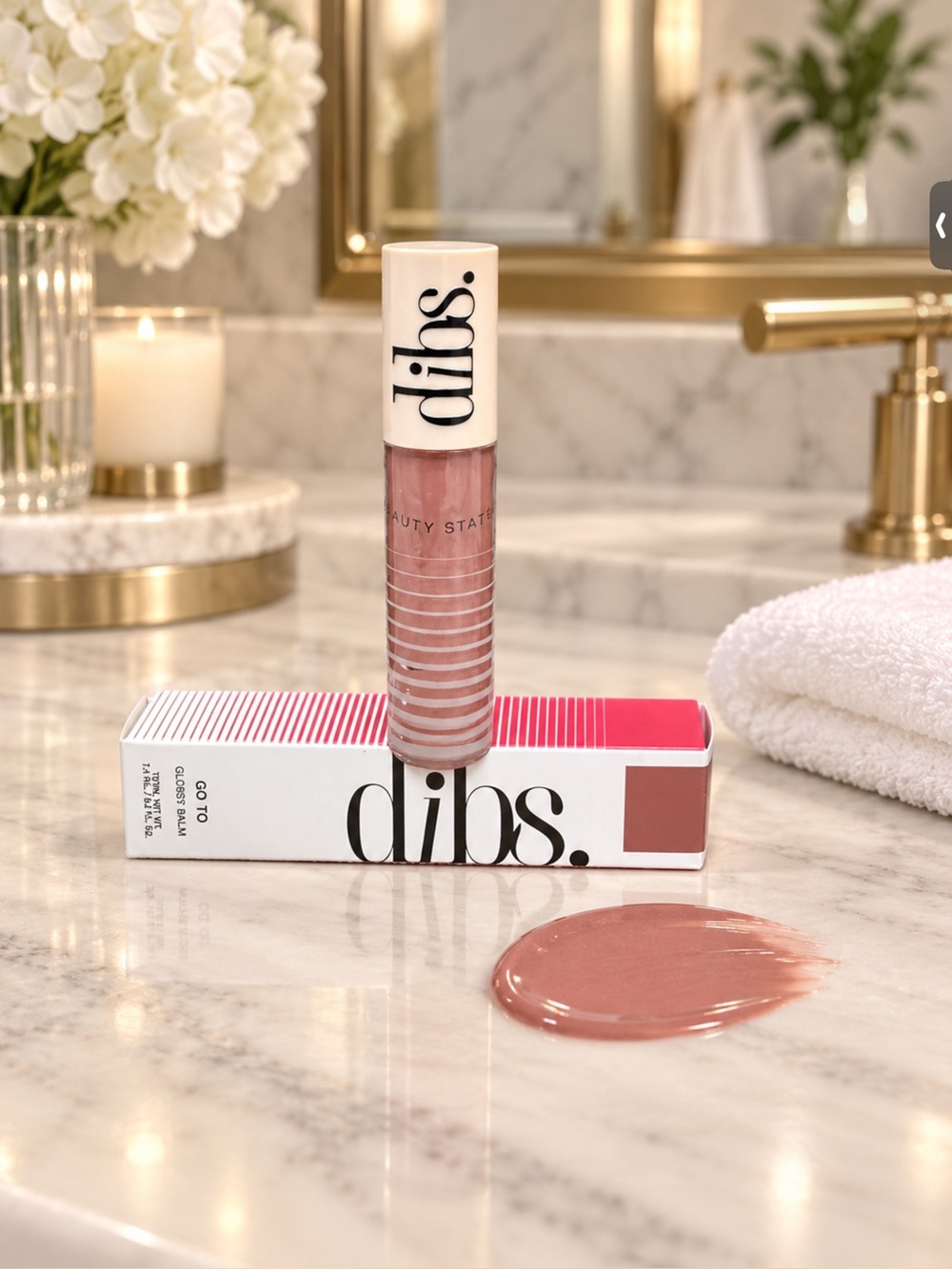 dibs. Glossy Lip Tint in Dusty Rose,NIP